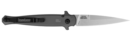 Kershaw Launch 8 SW/PL 3.5 Inch CPM154 Stiletto Style w/integrated finger guards, Gray Handle w/Carbon Fiber inlay | 087171055008