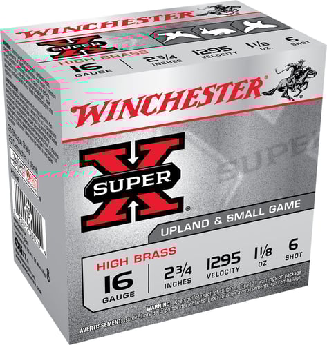 Winchester Super-X High-Brass Shotshells 16 ga 2-3/4 1-1/8 oz 1295 fps 6 25/ct  | 16GA | 020892000209