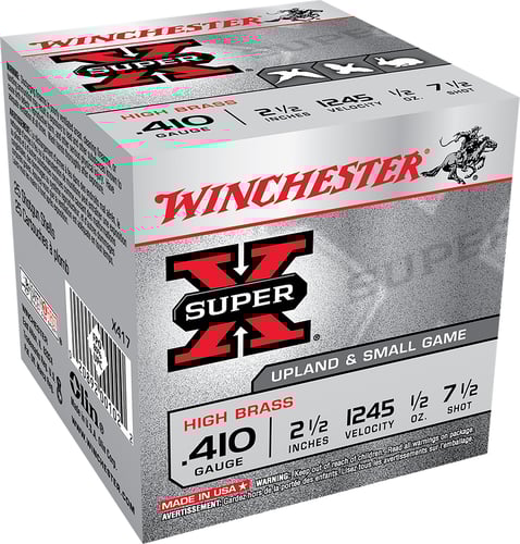 Winchester Super-X High-Brass Shotshells .410 ga 2-1/2 1/2 oz 1245 fps 7.5 25/ct  | .410GA | 020892001022