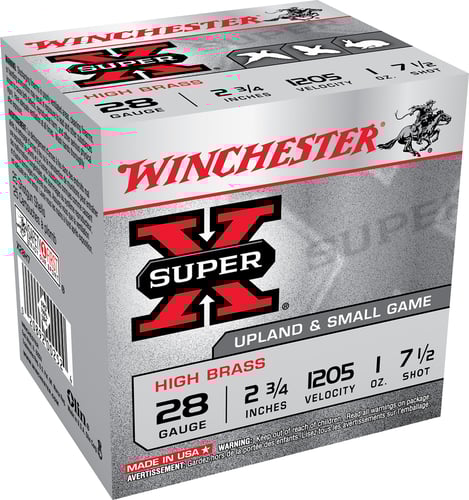 Winchester Super-X Game Shotshells 28 ga 2-3/4 1 oz 1205 fps 7.5 25/ct  | 28GA | 020892002524