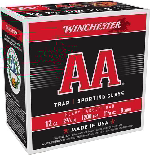 Winchester AA Target 12 ga 2 3/4 3 dr 1 1/8 oz 8  - 25/ct  | 12GA | 020892004351