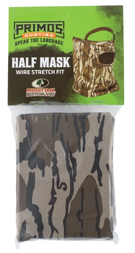 Primos Stretch Fit Mask - Mossy Oak Bottomland 1/2 Face | 010135066642