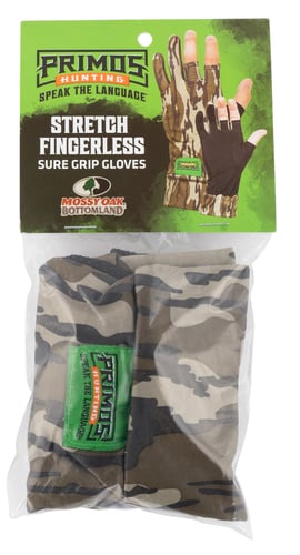 Primos Stretch Fingerless Gloves - Mossy Oak Bottomland Camo OSFM | 010135066819