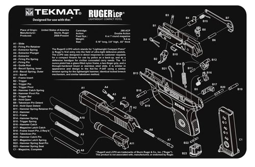 TEKMAT PISTOL MAT RUGER LCP BLK  | NA | 612409970992