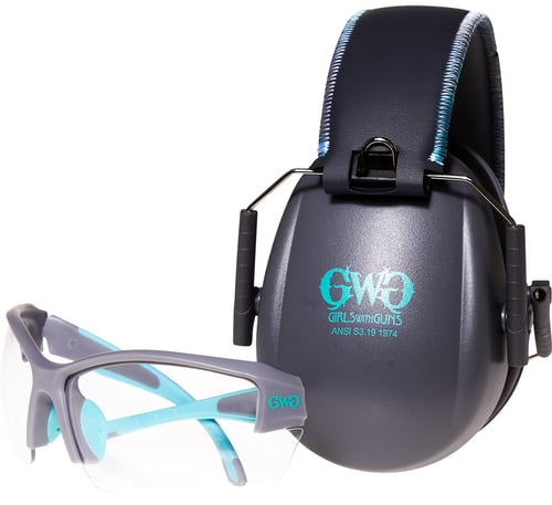 Allen Girls With Guns Assure Protective Safety Glasses  Earmuffs Combo Set Gray/Teal/Black NRR - 23dB | 026509051831