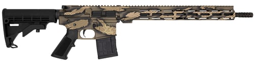 GLFA 223 WYLDE AR15 RIFLE SERPENT TAN CAMO/NITRIDE BLACK 16 Inch BRL 15 Inch M-LOK ALUMINUM HANDGUARDS FORGED UPPER/LOWER 6 POS COLLAPSIBLE SYNTHETIC STOCK 1X30RD MAG  | .223 WYLDE | 638457792324