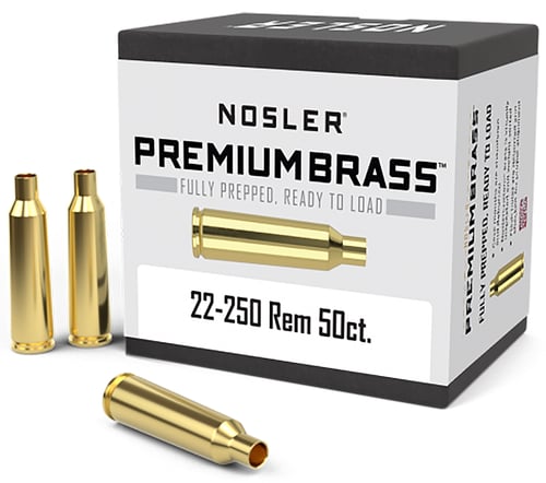 Nosler Unprimed Brass Rifle Cartridge Cases 50/ct .22-250 Rem  | .22.250 REM | 054041100656