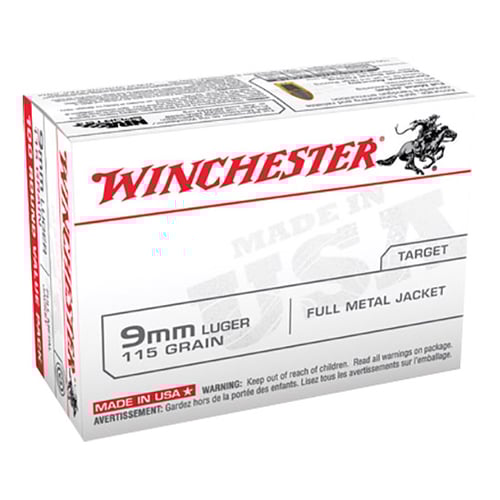 Winchester Target Handgun Ammunition 9mm Luger 115 gr. FMJ 1190 fps 100/ct  | 9x19mm NATO | 020892212978