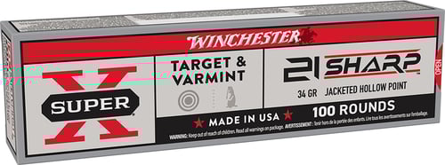 Winchester Game  Target Rimfire Ammunition 21 Sharp 34gr JHP 1500fps 100/ct  | .21 SHARP | 020892104983