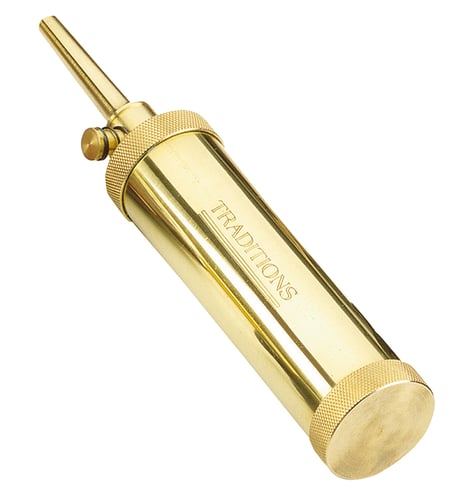 Traditions Muzzleloader Deluxe Tubular Brass Flask with Valve - 2 oz | 040589120102