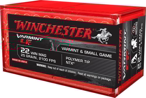 Winchester Varmint Lead Free Rimfire Ammunition .22 WMR 25 gr. PT 2100 fps 50/ct  | .22 WMR | 020892102354