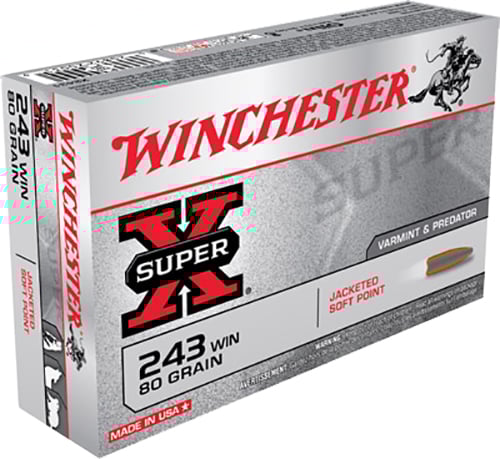 Winchester Super-X Rifle Ammunition .243 Win 80 gr. PSP 3350 fps 20/ct  | .243 WIN | 020892200319