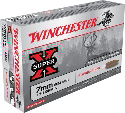 Winchester Super-X Power Point Rifle Ammunition 7mm Rem Mag 150 gr. PSP 3090 fps 20/ct  | 7mm REM MAG | 020892200326