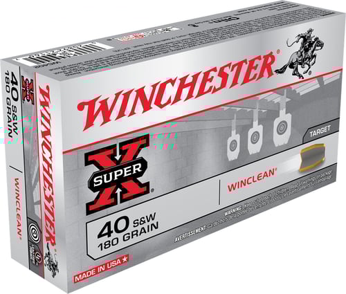 Winchester Super X WinClean Handgun Ammunition .40 SW 180 gr. JSP 990 fps 50/ct  | .40 SW | 020892211667