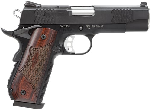 SW M1911SC ESeries Round Butt Scandium Frame Handgun .45 Auto 8rd Magazine 4.25 Barrel Wood Grips | .45 ACP | 022188084832