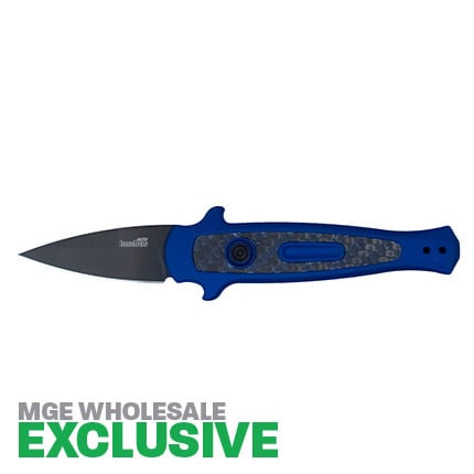 Kershaw Launch 12CA BL/PL 1.9 Inch  Mini-Stiletto Blue Handle w/Blue weave Carbon Fiber inlay  MGE Exclusive | 087171060378