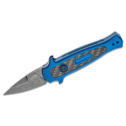 Kershaw Launch 12CA BW/PL 1.9 Inch  Mini-Stiletto Blue Handle w/Carbon Fiber inlay  MGE Exclusive | 087171060224