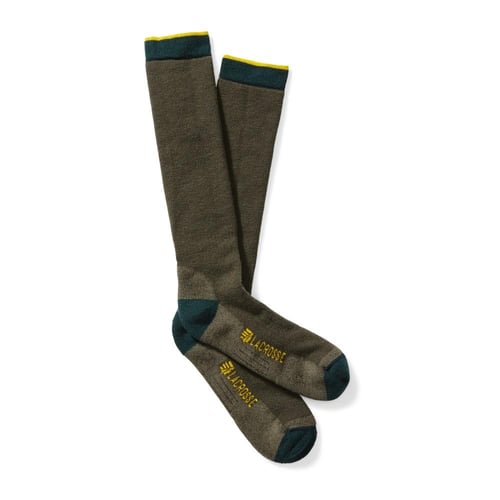 LaCrosse Mens Merino Midweight Sock Over the Calf OD Green M | 612632352114