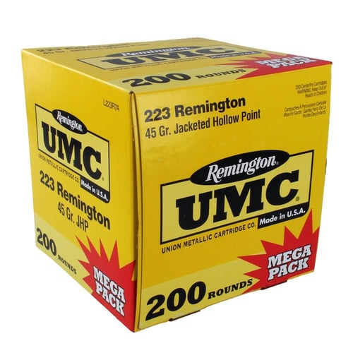 Remington UMC Rifle Ammunition .223 Rem 45 gr. JHP 3550 fps 200/ct | 0 4770036450 6
