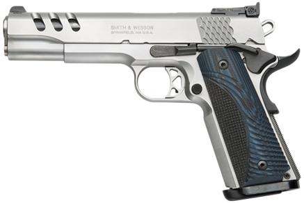 SW PC Model 1911 Handgun .45 ACP 9rd Magazine 5 Stainless Barrel Blue Grip - USED | 022188151244