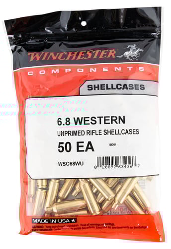 Winchester Unprimed Brass Rifle Cartridge Cases 50/ct 6.8 Western USC | 020892634374